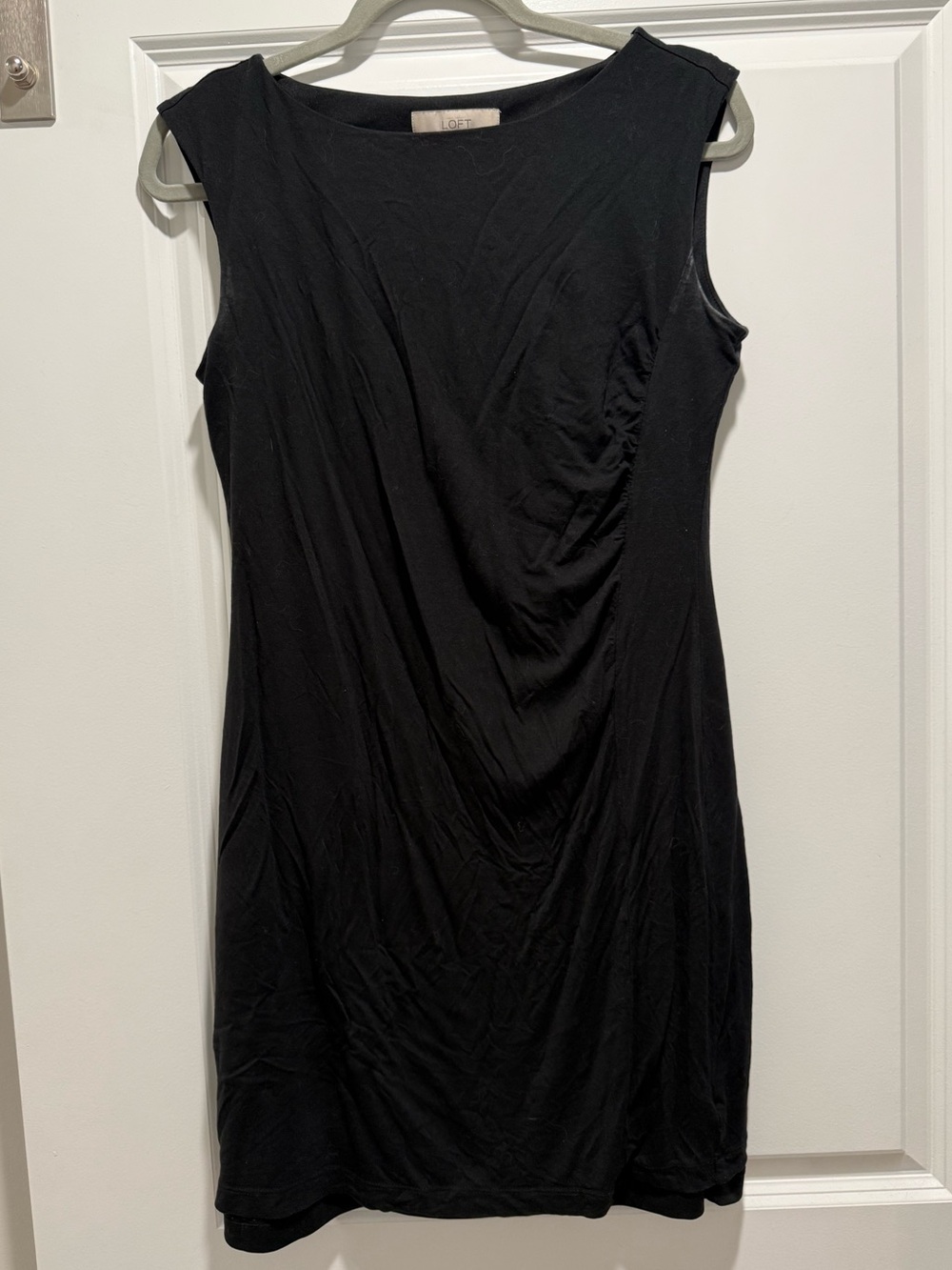 LOFT | Black Sleeveless Ruched Draped Dress | Women’s Medium